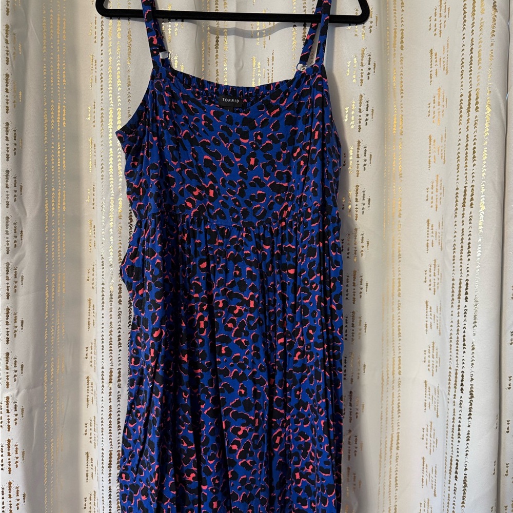 Blue and Pink Cheetah Print Mini Dress